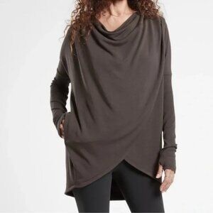 Athleta Purana Wrap Hooded Sweatshirt in Walnut Brown - Size S